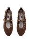 Women's Trok Detailed Elastic Round Toe Brown Suede Ballerina Shoes - 4