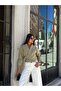 Women's Khaki Belt Detailed Short Jacket - 6