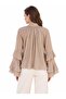 Women's Stone Neck Tie Ruffle Sleeve Blouse - 6