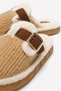 Women's Belted Buckle Fur House Slippers Taba - 3