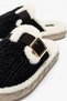 Women's Belted Buckle Fur House Slippers Black - 6
