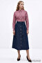 High Waist Belted Regular Denim Midi Skirt - 7