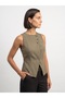 60627 Asymmetrical Cut Buttoned Vest-Green - 2
