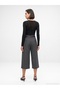 72806 Wide Leg Bermuda Pants with Thin Belt-Grey - 3