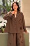 Embossed Floral Embroidered Double-Breasted Jacket and Trousers Set - 3