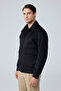 Men's Wool Soft Textured Cashmere Coat Black 4341Dngr - 5