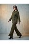 Floral Motif Button Detailed Knitwear Top and Bottom Set - 4