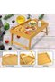 طاولة سرير من الخيزران مع أرجل قابلة للطي، مقابض للسرير والأريكة، للطعام والعمل - قابلة للطي مقاس L - 2