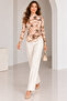 Women's Coffee Batik Patterned Long Sleeve Gathered Detailed Lined Tulle Blouse - 5