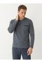 Men's Long Sleeved Plaid Pajama Set Gray