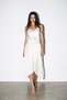 Cream-Colored, Elastic Waist, Pleated Detail, Midi Length, Comfortable Cut Skirt