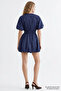 Balloon Sleeve Lined Mini Regular Dress with Elastic Waist - 8