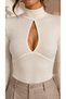 Women's Ecru High Collar Window Detailed Viscose Elastane Blouse - 3