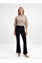 73037 Zipper Detailed Flare Pants-Black - 2