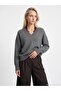 10888 Wool Blend V-Neck Sweater-Smoked M.