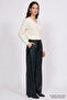 Faux Leather Wide Leg Regular Trousers with Elastic Waist - 3