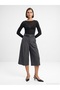 72806 Wide Leg Bermuda Pants with Thin Belt-Grey - 2