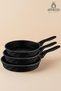 Vento Plus 3 Piece Cast Iron Pan Set - Black