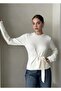 Ecru Front Tie Sweater - 2Y4507
