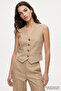 Linen Blend Regular Vest with Back Buckle