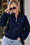 Women's Stand Collar Half-Zip Basic Sweater