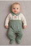 Baby Boy Teddy Bear Embroidered Jumpsuit – Stylish Collar Detailed Cotton 128425- - 2