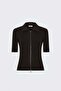 Short Sleeve Zippered Knitwear - Brown - 3