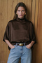 Batwing Sleeve Blouse - Brown