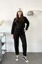 Women's Hooded Stoppered Tracksuit Set Black - 27K 2799
