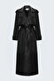 Long Leather Trench - Black - 5