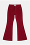Women's Burgundy Flare Fit Smooth Textured Stretchy Velvet Fabric Trousers - 2