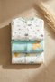 Sky&Dream 3-Piece Cotton Ribbed Baby Romper Set - Zippered, Bird and Rainbow Patterned Unisex Romper - 6