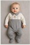 Baby Boy Gray Teddy Bear Embroidered Romper – Stylish Collar Detailed Cotton 128425