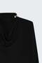 Plunging Neck Blouse - Black - 4