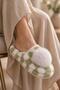 Ezy Women's Pompom Checkered Plush House Slippers Soft Sole Winter Slippers