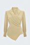 Striped Patterned Double-Breasted Blouse - Beige - 2