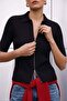 Short Sleeve Zippered Knitwear - Black - 3