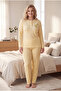 Ribbed Interlock Fabric Collar Buttoned Winter Plus Size Women's Pajama Set 2700 - 2