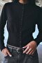 Buttoned Cardigan - Black - 2