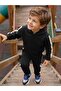 Boy's Tracksuit Set |   Pike Long Sleeve Judge Collar |   School Nursery and Daily Use - Black