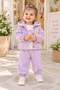Baby Girl Floral Applique Hooded Ruffle Waffle Jacket Long Sleeve T-Shirt 3-Piece Seasonal Set 6- - 2