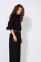 Belted Bat Sleeve Stand-Up Collar Sweater Black - 2