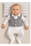 Baby Boy Vest Suit Look Rompers – Stylish Buttoned Cotton 128652-g - 2