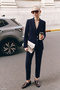 Classic Trousers - Navy Blue