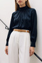 Long sleeve blouse - navy blue
