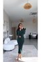 Emerald Green Collared Soft Knitwear Dress - 3