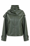 Leather Jacket with High Collar and Detailed Inserts - 3