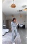 Gray Zippered Ribbed Top and Bottom Set