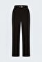 Satin Classic Trousers with Belt Detail - Brown - 2