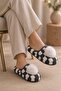 Ezy Women's Pompom Checkered Plush House Slippers Soft Sole Winter Slippers - 3